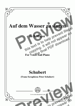 page one of Schubert-Auf dem Wasser zu singen in B Major,for Voice and Piano