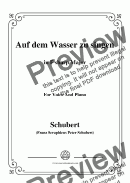 page one of Schubert-Auf dem Wasser zu singen in F sharp Major,for Voice and Piano