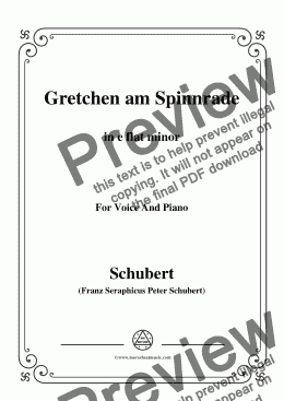 page one of Schubert-Gretchen am Spinnrade in e flat minor,for Voice and Piano
