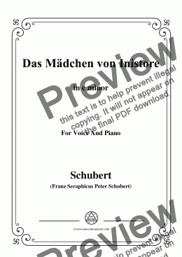 page one of Schubert-Das Mädchen von Inistore in c minor,for Voice and Piano