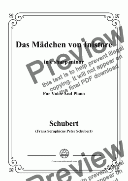 page one of Schubert-Das Mädchen von Inistore in c sharp minor,for Voice and Piano