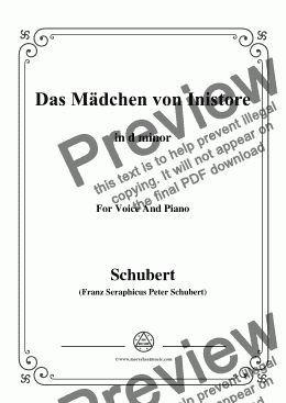 page one of Schubert-Das Mädchen von Inistore in d minor,for Voice and Piano