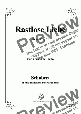 page one of Schubert-Rastlose Liebe in G Major,for Voice and Piano