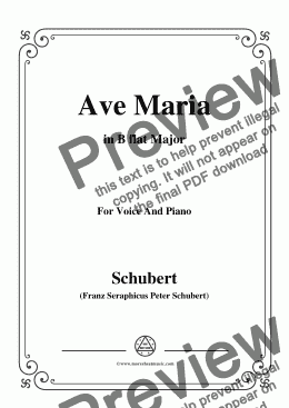 page one of Schubert-Ave maria in B flat Major,for Voice and Piano