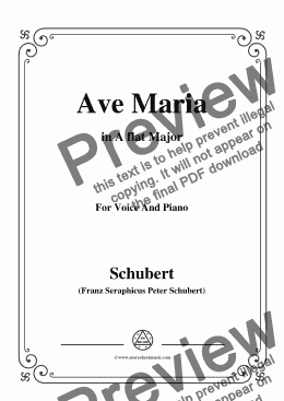 page one of Schubert-Ave maria in A flat Major,for Voice and Piano