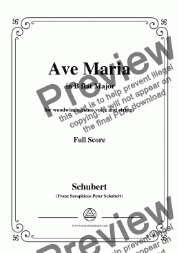 page one of Schubert-Ave Maria in B flat Major,for woodwinds,piano,voice and strings