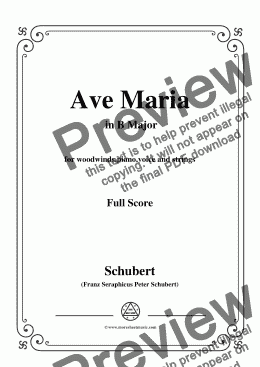 page one of Schubert-Ave Maria in B Major,for woodwinds,piano,voice and strings