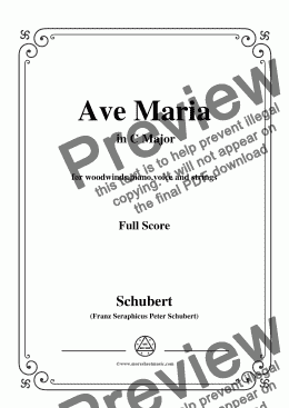 page one of Schubert-Ave Maria in C Major,for woodwinds,piano,voice and strings