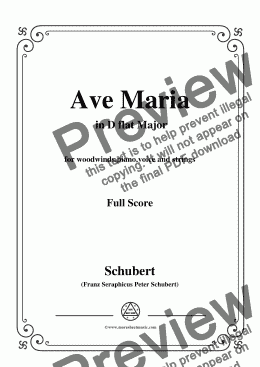 page one of Schubert-Ave Maria in D flat Major,for woodwinds,piano,voice and strings