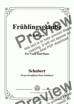 page one of Schubert-Frühlingsglaube in B Major,for Voice and Piano