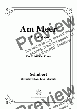 page one of Schubert-Am meer in D flat Major,for Voice and Piano