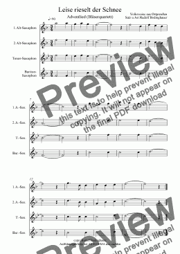 page one of Leise rieselt der Schnee   Saxophonquartett