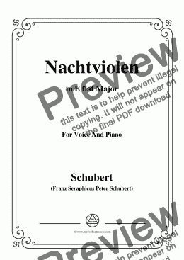 page one of Schubert-Nachtviolen in E flat Major,for Voice and Piano