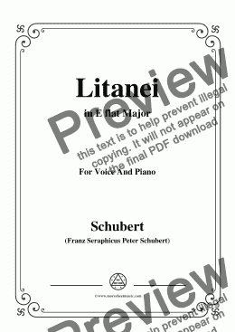 page one of Schubert-Litanei in E flat Major,for Voice and Piano