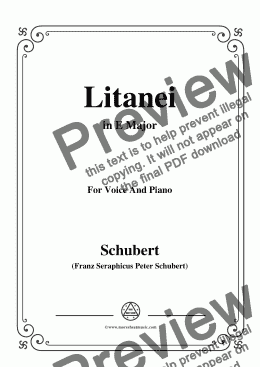 page one of Schubert-Litanei in E Major,for Voice and Piano