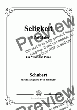 page one of Schubert-Seligkeit in E flat Major,for Voice and Piano