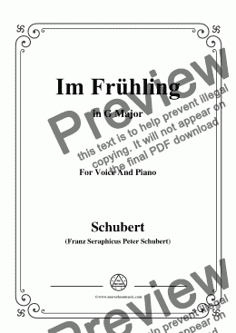 page one of Schubert-Im Frühling in G Major,for Voice and Piano