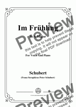 page one of Schubert-Im Frühling in A Major,for Voice and Piano