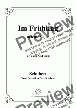 page one of Schubert-Im Frühling in B flat Major,for Voice and Piano