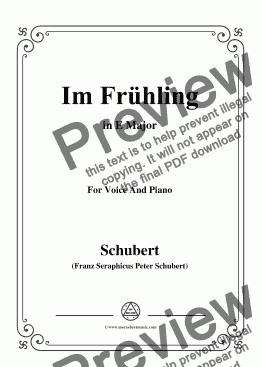 page one of Schubert-Im Frühling in E Major,for Voice and Piano