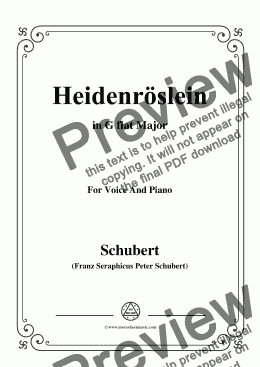page one of Schubert-Heidenröslein in G flat Major,for Voice and Piano