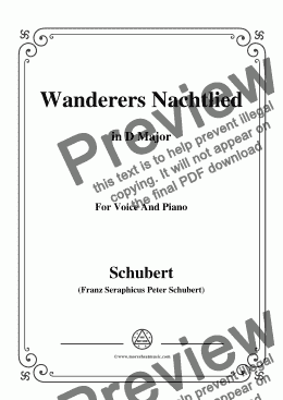 page one of Schubert-Wanderers Nachtlied in D Major,for Voice and piano