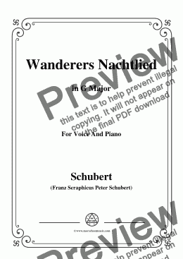 page one of Schubert-Wanderers Nachtlied in G Major,for Voice and Piano