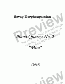 page one of Piano Quartet No. 2, Opus 33 - "Mitz"