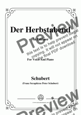 page one of Schubert-Herbstabend,der in f minor,for Voice and Piano