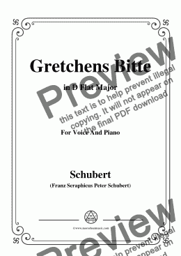page one of Schubert-Gretchens Bitte in D Flat Major,for Voice and Piano