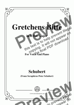 page one of Schubert-Gretchens Bitte in B flat Major,for Voice and Piano