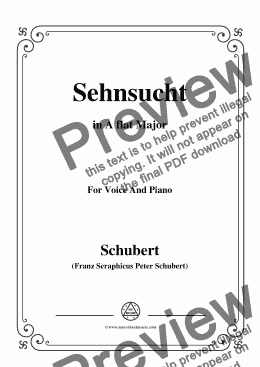 page one of Schubert-Sehnsucht,D.52,in A flat Major,for Voice and Piano