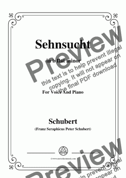 page one of Schubert-Sehnsucht,Op.39(D.636),in b flat minor,for Voice and Piano
