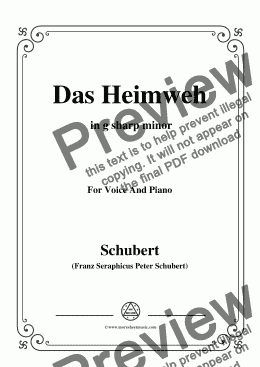 page one of Schubert-Das Heimweh,Op.79 No.1,in g sharp minor,for Voice and Piano