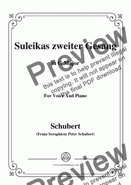 page one of Schubert-Suleikas zweiter Gesang in G Major,for Voice and Piano