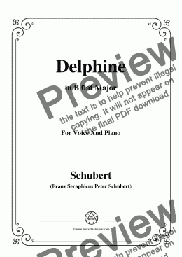 page one of Schubert-Delphine in B flat Major,for Voice and Piano