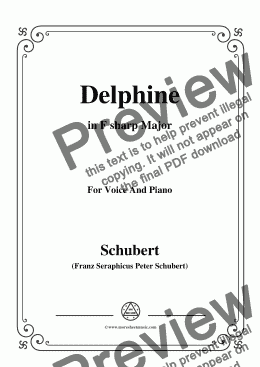 page one of Schubert-Delphine in F sharp Major,for Voice and Piano