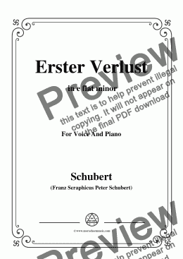 page one of Schubert-Erster Verlust in e flat minor,for Voice and Piano