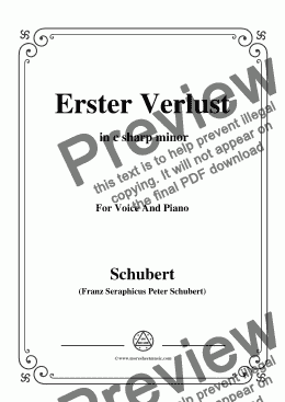 page one of Schubert-Erster Verlust in c sharp minor,for Voice and Piano