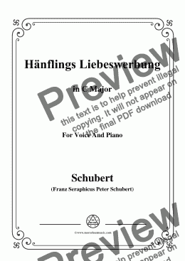 page one of Schubert-Hanflings Liebeswerbung in C Major,for Voice and Piano