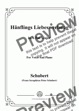 page one of Schubert-Hanflings Liebeswerbung in A flat Major,for Voice and Piano