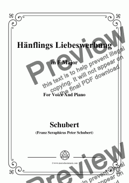 page one of Schubert-Hanflings Liebeswerbung in F Major,for Voice and Piano