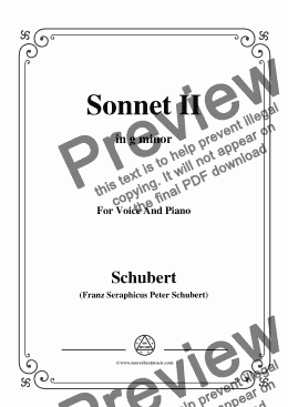 page one of Schubert-Sonnet II in g minor,for Voice and Piano