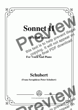 page one of Schubert-Sonnet II in b flat minor,for Voice and Piano