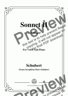 page one of Schubert-Sonnet II in f minor,for Voice and Piano