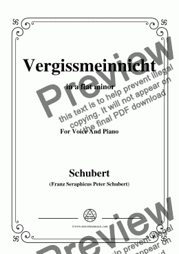 page one of Schubert-Vergissmeinnicht in a flat minor,for Voice and Piano
