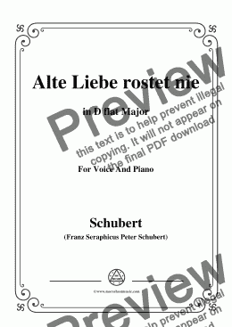 page one of Schubert-Alte Liebe rostet nie in D flat Major,for Voice and Piano