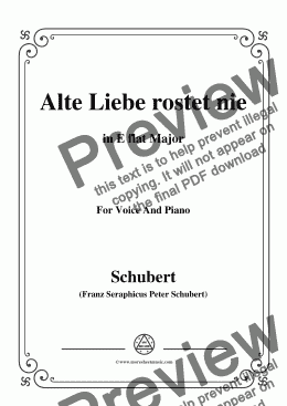 page one of Schubert-Alte Liebe rostet nie in E flat Major,for Voice and Piano
