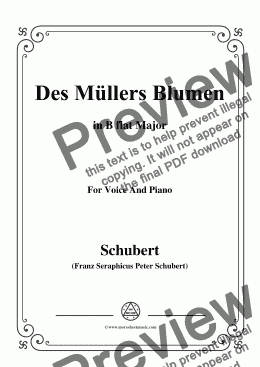 page one of Schubert-Des Müllers Blumen in B flat Major,for Voice and Piano