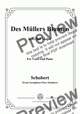 page one of Schubert-Des Müllers Blumen in G flat Major,for Voice and Piano